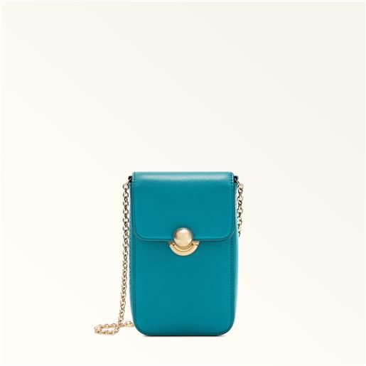 Furla sfera portatelefono verticale amatore blue blu pelle di vitello sidney donna