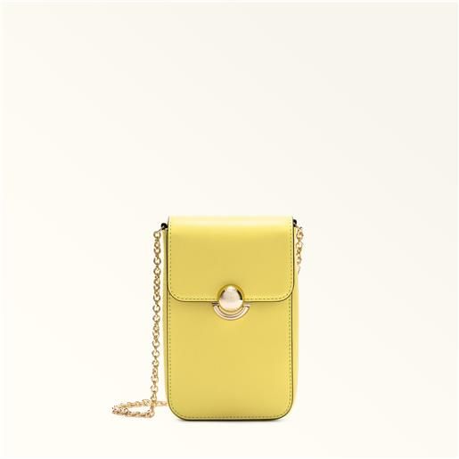 Furla sfera portatelefono verticale m yellow giallo pelle di vitello sidney donna
