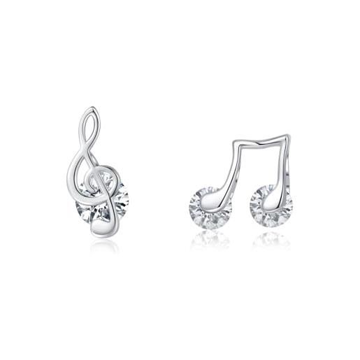 Orecchini pendenti con nota musicale in argento sterling 925 per