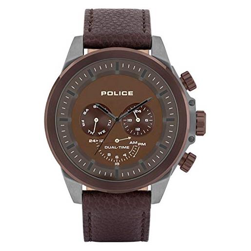 Police Orologio Analogico al Quarzo Uomo con Cinturino in Pelle PEWJF0004602