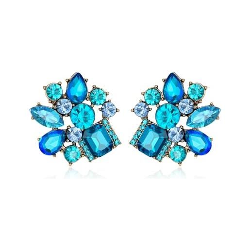 SilberDream Orecchini A Perno In Argento 925 Con Cristalli Cechi Preciosa. Colore Azzurro E Bianco, Glitterati E Lucenti, 12 Mm - 2