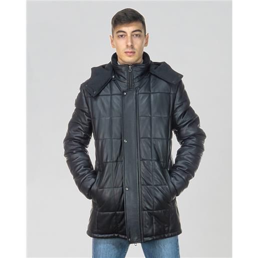 Leather Trend piumino lungo marek - piumino uomo nero in vera pelle , imbottitura 150g