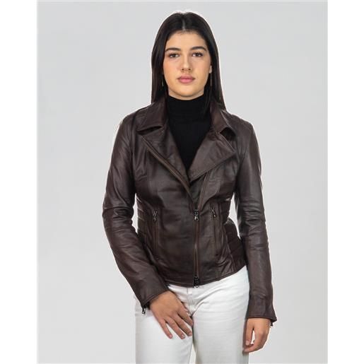 Leather Trend violetta - chiodo in pelle testa di moro , leggera