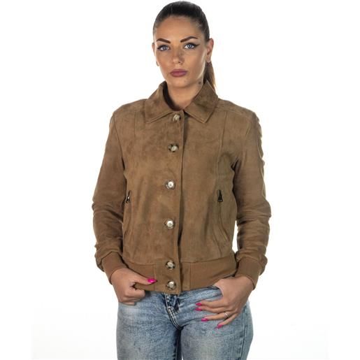 Leather Trend polo - bomber in camoscio miele , leggera