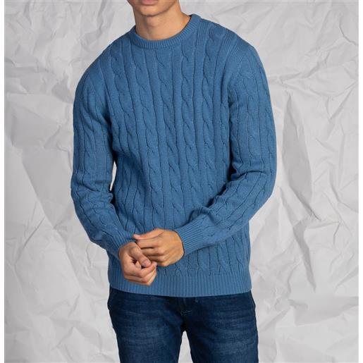 Blooker maglia uomo a girocollo intrecciata in misto lana