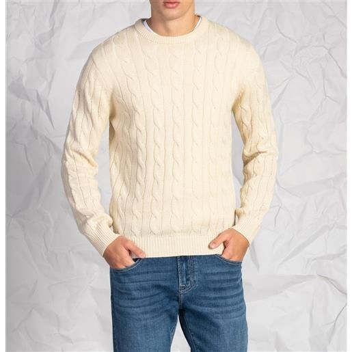 Blooker maglia uomo a girocollo intrecciata in misto lana