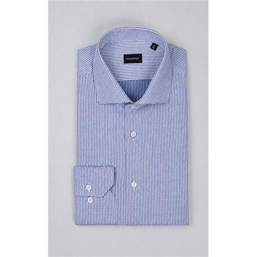 Bagariny camicia uomo Bagariny sartoriale in cotone oxford micro quadretto blu - slim fit
