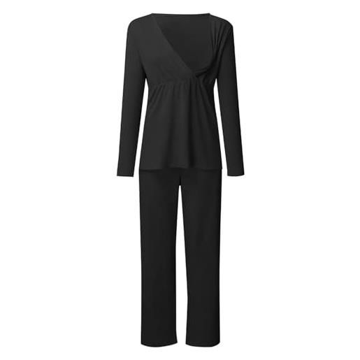 Générique pigiama agnello da donna, maternità, a maniche lunghe, allattamento al seno, maglietta + pantaloni pigiama, set pigiama puffo ragazza, le noir, xxl