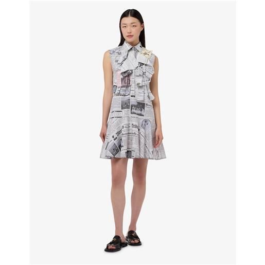 Moschino - abito in popeline di cotone stampato - bianco