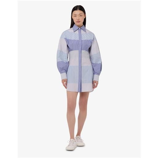 Moschino - abito in popeline di cotone stampato - azzurro