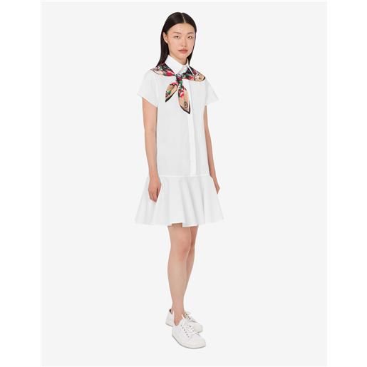 Moschino - abito in popeline di cotone stretch stampato - bianco