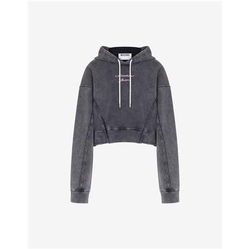Moschino Jeans - felpa in cotone ricamata - grigio