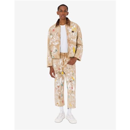 Moschino - giacca in bull di cotone stampata - beige