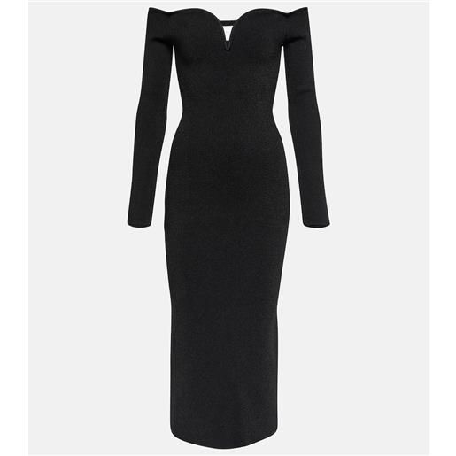 Galvan abito midi grace con scollo bardot