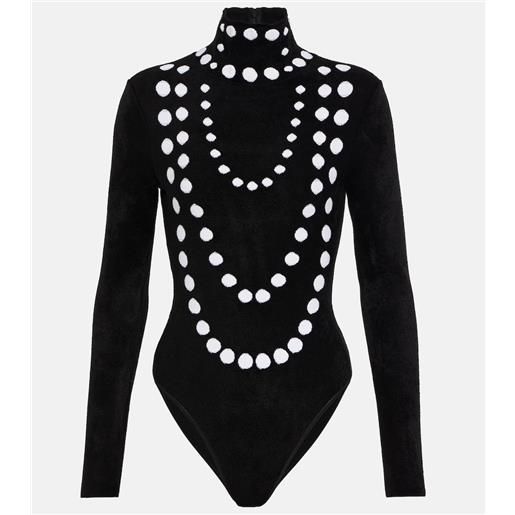 Alaia alaã¯a body in ciniglia di velluto jacquard