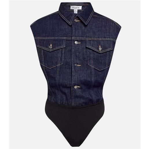 Alaia alaã¯a body di jeans in misto cotone
