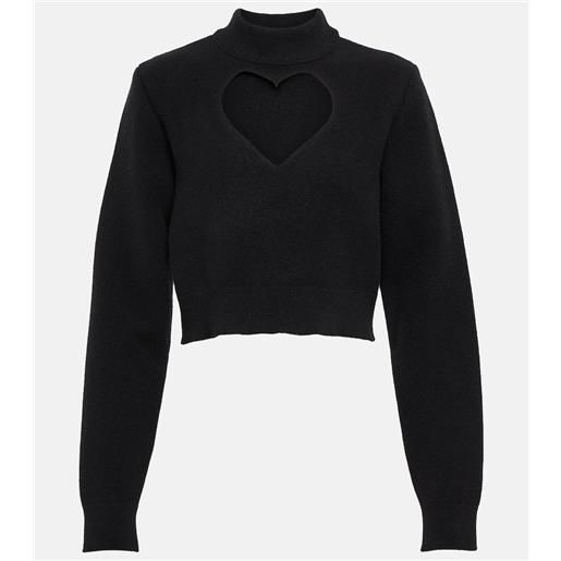 Alaia alaïa pullover cropped keyhole in lana vergine