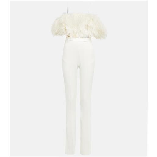 David Koma jumpsuit in cady con piume