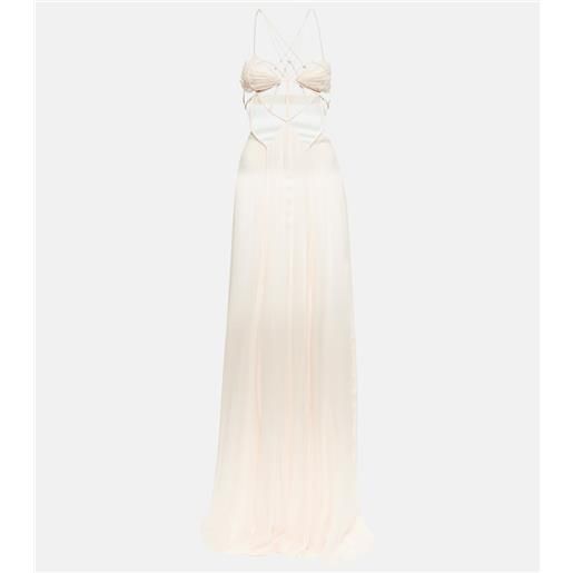 Nensi Dojaka bridal - abito lungo in chiffon di seta con cut-out