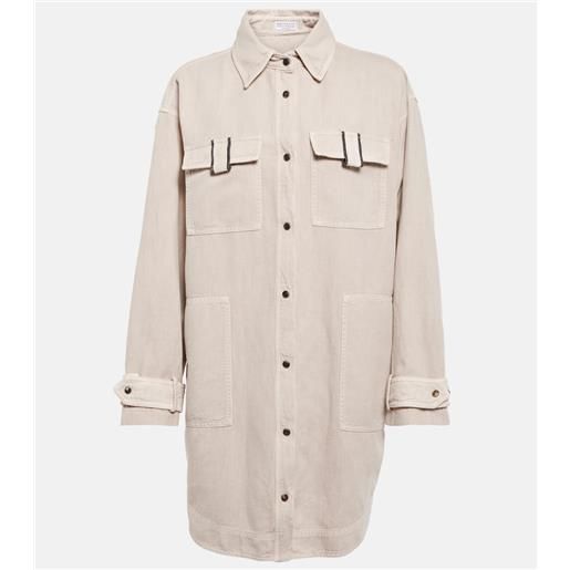 Brunello Cucinelli camicia oversize in cotone e lino