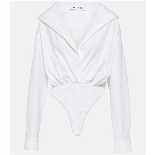 Alaia alaã¯a body in cotone con cappuccio