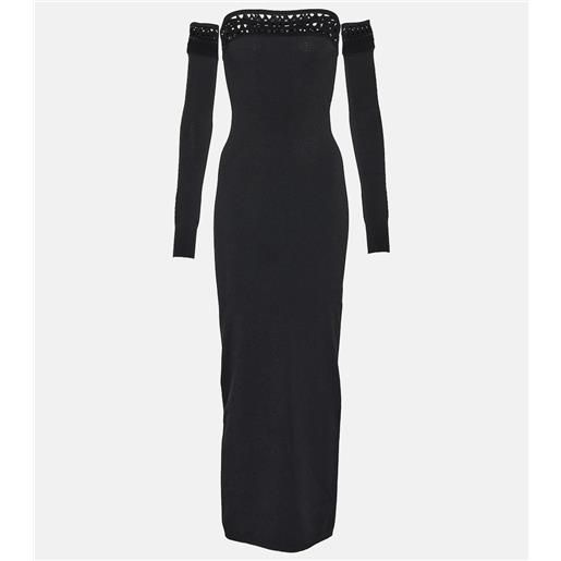 Alaia alaïa abito lungo vienne con scollo bardot