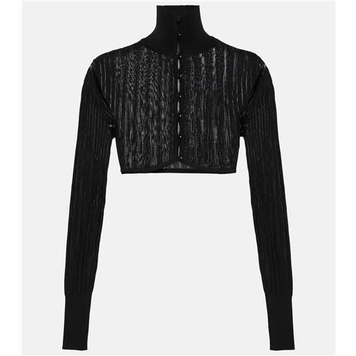Alaia alaã¯a cardigan cropped in maglia a coste