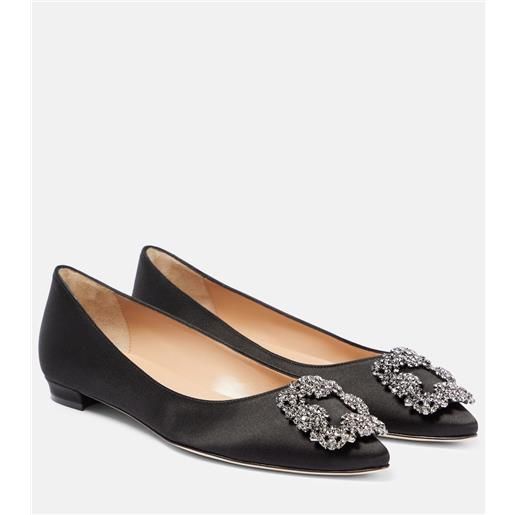 Manolo Blahnik ballerine hangisiflat in raso con cristalli