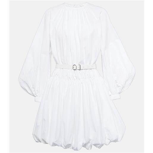 Jil Sander miniabito in popeline di cotone con pelle