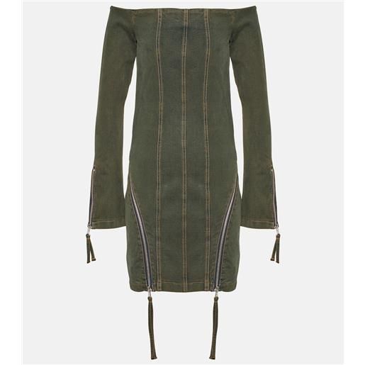 Blumarine miniabito di jeans con scollo bardot