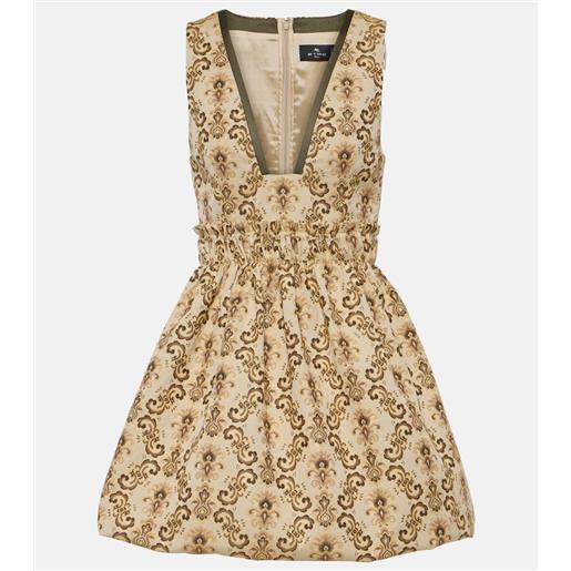 Etro abito corto in jacquard con scollo profondo