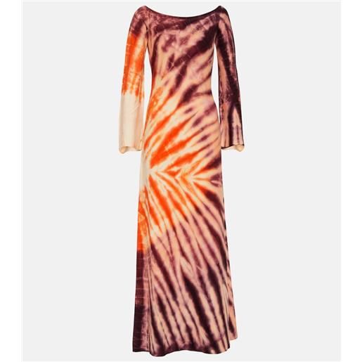 Gabriela Hearst abito lungo kells off-shoulder tie-dye