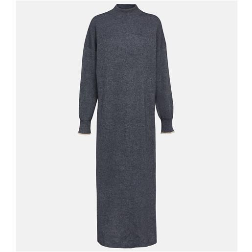 Brunello Cucinelli abito midi in cotone e alpaca a coste