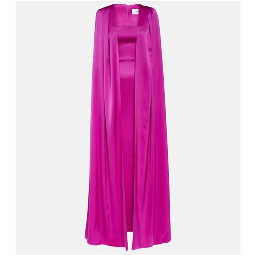 Alex Perry abito lungo in satin con mantella