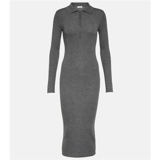 Brunello Cucinelli abito midi in lana e cashmere a coste