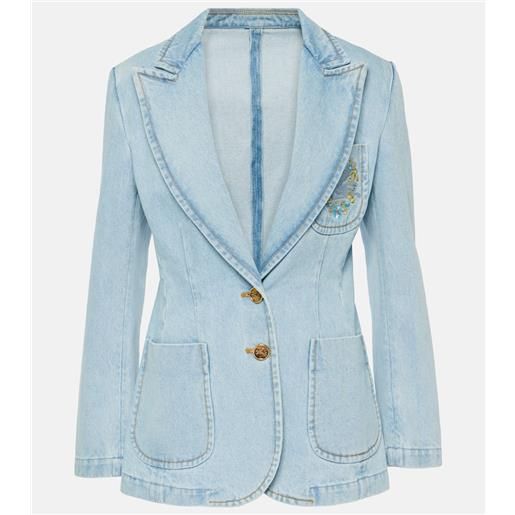 Etro blazer in denim con ricamo