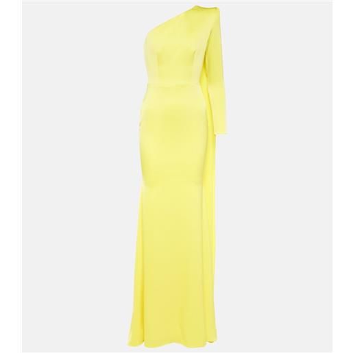 Alex Perry abito lungo monospalla in satin con mantella