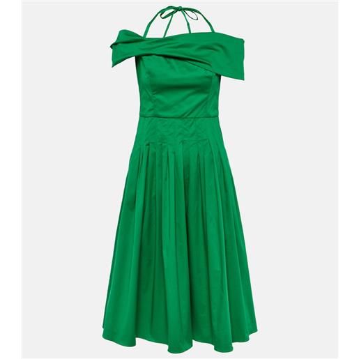 Oscar de la Renta abito midi in seta con scollo bardot