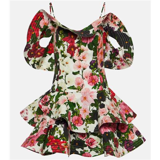Oscar de la Renta miniabito in misto cotone con volant