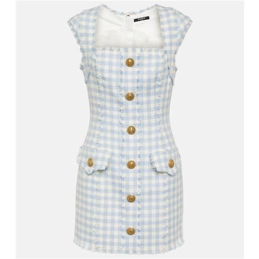 Balmain abito corto in tweed a quadri