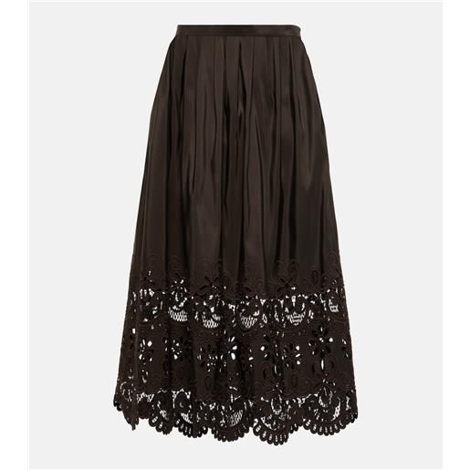 Valentino gonna midi in seta con ricamo