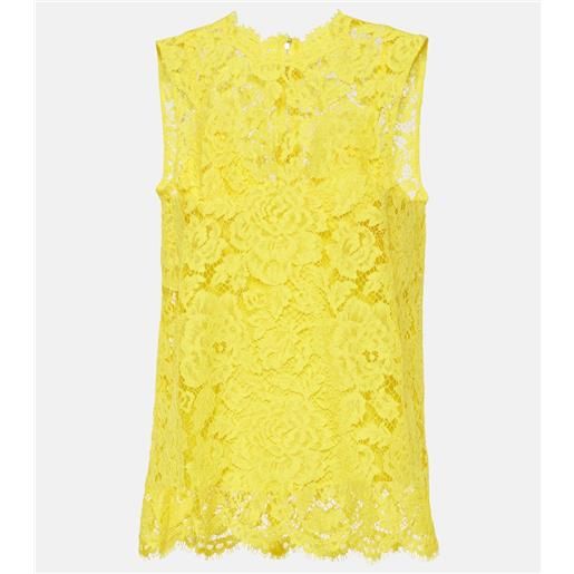Dolce&Gabbana top in pizzo con stampa floreale