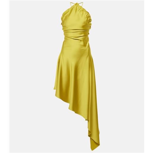 The Attico abito lungo in satin con piume