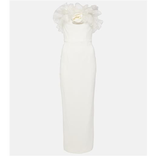 Alessandra Rich abito lungo in cady con organza