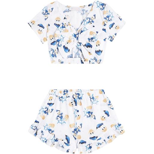 Monnalisa top cropped e shorts in cotone