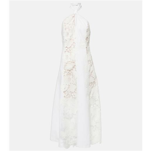 Oscar de la Renta abito midi in cotone e pizzo