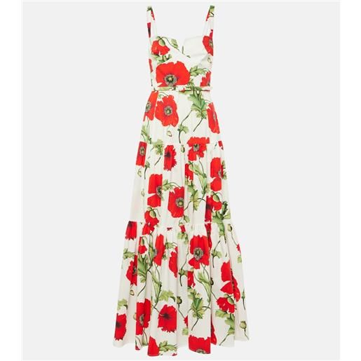 Oscar de la Renta abito in misto cotone con stampa floreale