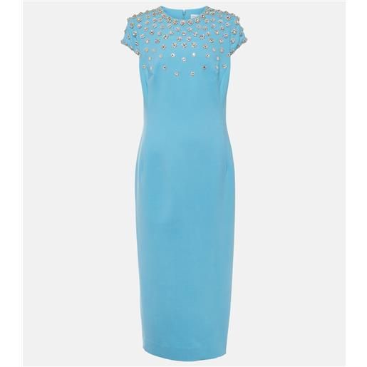 Oscar de la Renta abito midi in misto lana con cristalli