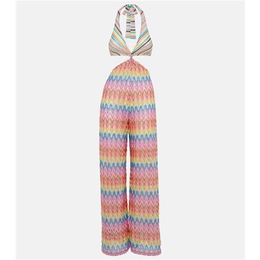 Missoni jumpsuit in lamã© di misto cotone a zig-zag