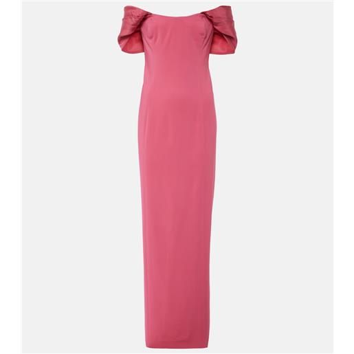 Oscar de la Renta abito lungo in cady con scollo bardot